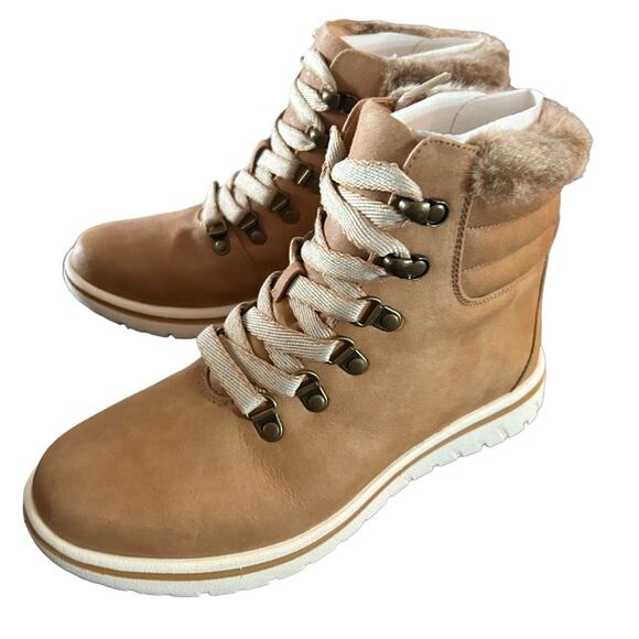 Cliffs by White Mountain Hallet Hiking Boot Bootie NEW Size 8 Wheat Tan Fur Trim - Picture 7 of 11